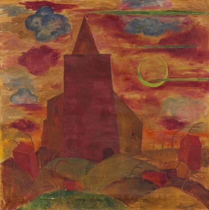 Kirche mit Mondsichel (1922)