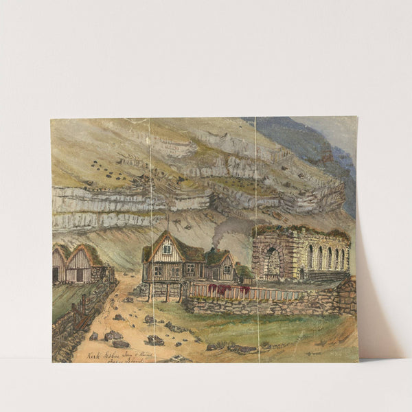 Kirk G boe Inn & ruins Faroe Island by Bayard Taylor