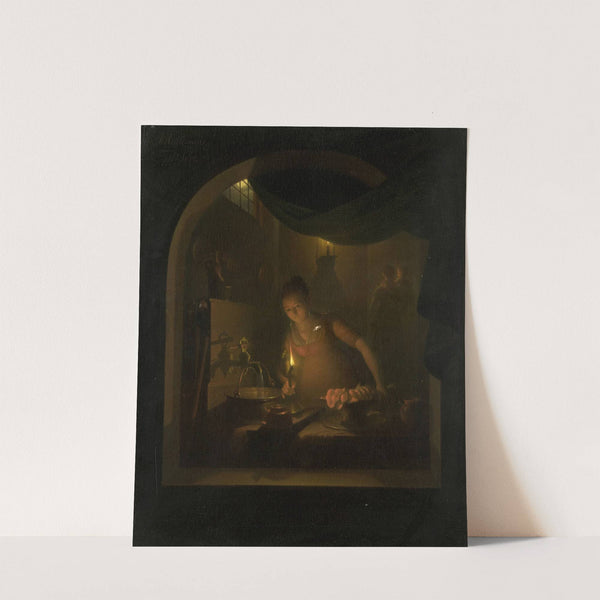 Kitchen by Lamplight (1817) by Adriaan Meulemans