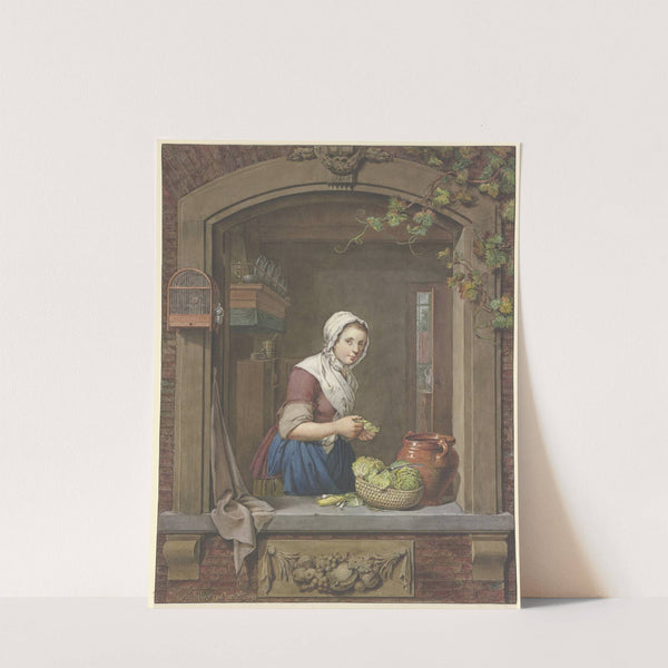 Kitchen girl by Jacobus Johannes Lauwers