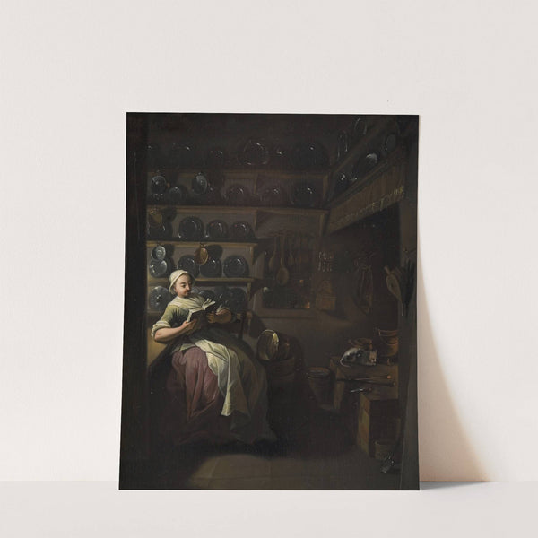 Kitchen Interior with a Girl Reading by Jens Juel