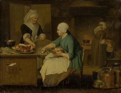 Kitchen Interior with Three Women