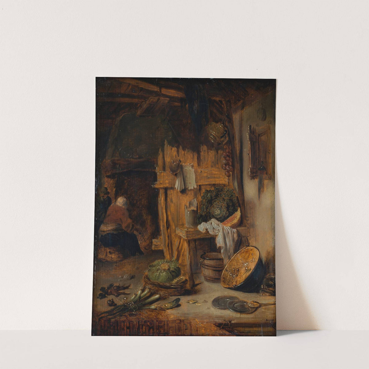 Kitchen Interior with Woman by the Hearth by Willem Kalf