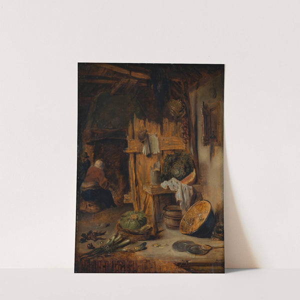 Kitchen Interior with Woman by the Hearth by Willem Kalf