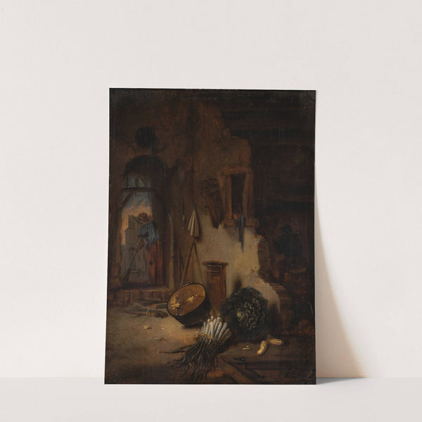 Kitchen Interior with Woman sweeping by Willem Kalf