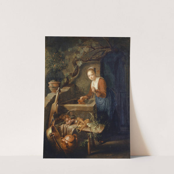 Kitchen Maid At The Well by Gerrit Dou