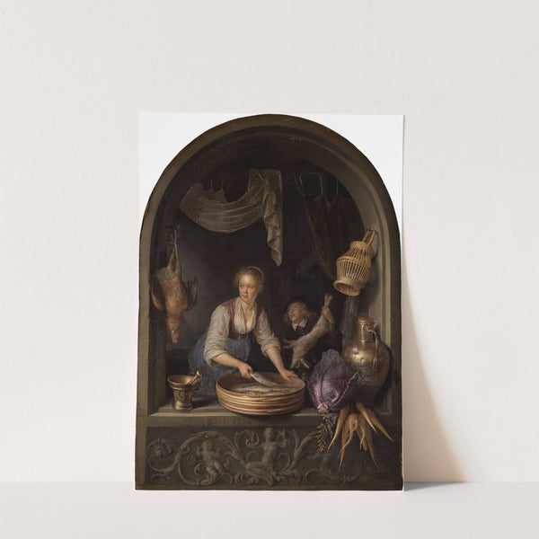 Kitchen maid at the window by Gerrit Dou