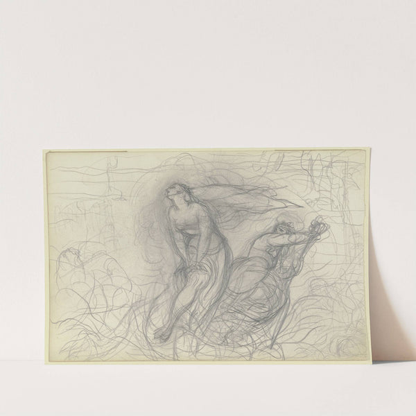 Klagende Frau, rechts von ihr eine entsetzt zurückweichende Gestalt by Victor Müller