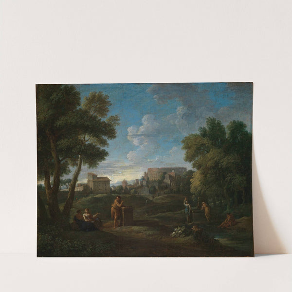 Klassische Landschaft bei Rom mit Blick vom Palatin auf das Kolosseum by Jan Frans Van Bloemen