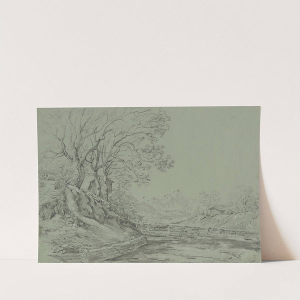 Kleiner Fluß mit Bäumen am Ufer by Anton Burger