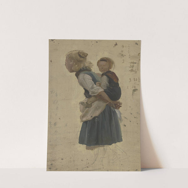 Kleines Bauernmädchen ein anderes Huckepack tragend by Jakob Becker