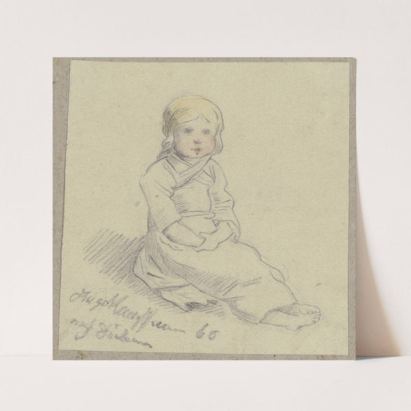 Kleines Mädchen auf der Erde sitzend (1860) by Hugo Kauffmann