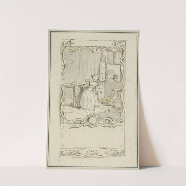 Kleines stehendes Mädchen am Tisch by Hubert-François Gravelot