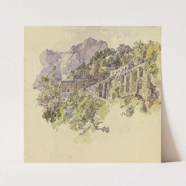 Kloster im Gebirge mit großen Terrassen und Treppen (ca. 1841 – 1847) by Johann Nepomuk Rauch