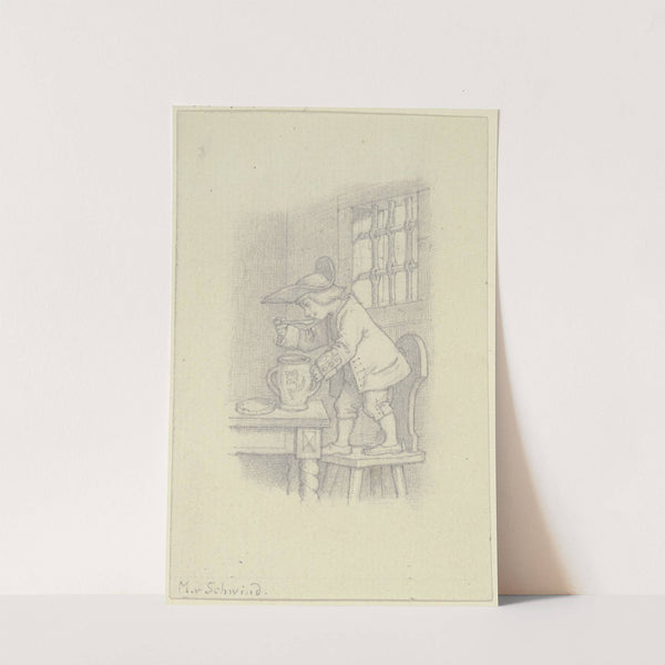 Knabe aus einem Topf naschend (Der Honigdieb) by Moritz von Schwind