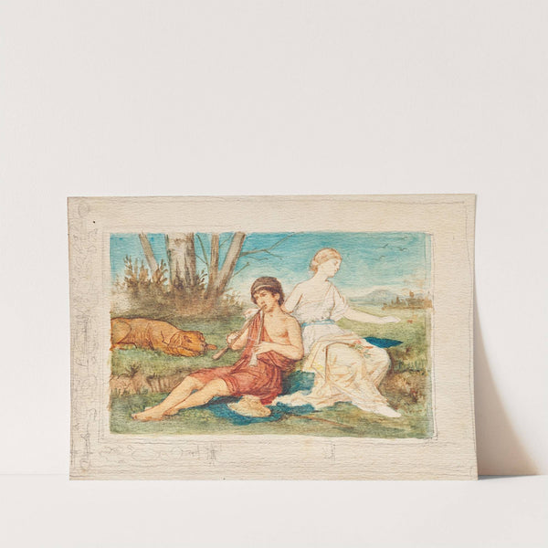 Knabe mit Doppelflöte und Muse by Franz von Matsch