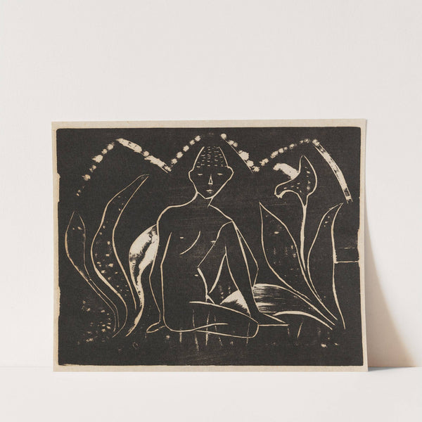 Knabe zwischen Blattpflanzen (Knabe im Schilf) by Otto Mueller