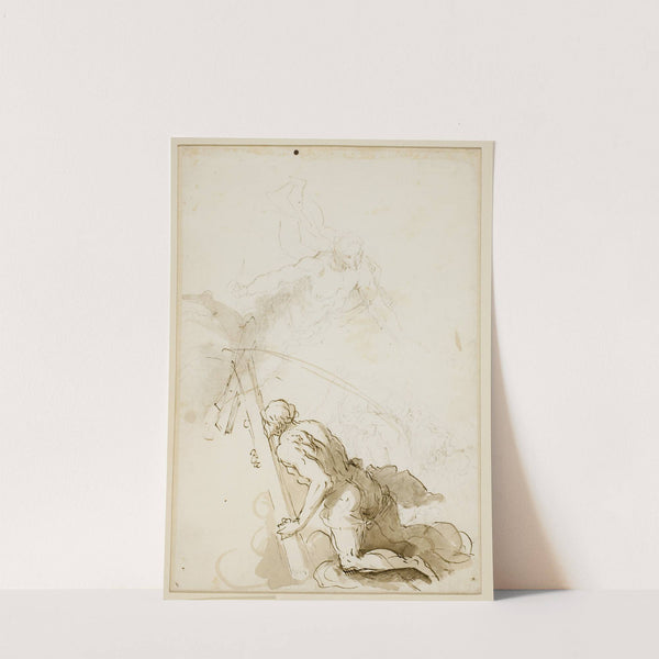 Knælende figur med et kors by Jacopo Palma il Giovane