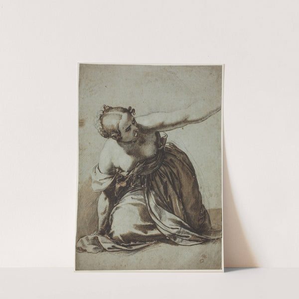 Knælende kvinde vendt mod højre by Paolo Farinati