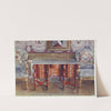 Kneehole writing table in red tortoiseshell. Lacquer steel top. Boulle. Gilt fauteuils, upholstered in tapestry by Edwin Foley