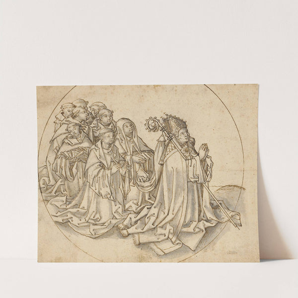 Kneeling bishop and eight monks by Workshop of Hans Holbein the elder