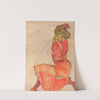 Kneeling Female in Orange-Red Dress (1910) by Egon Schiele