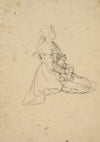 Kneeling Italian girl, holding her daughter