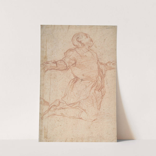 Kneeling Male Figure with Outstretched Arms by Giovanni Battista Naldini
