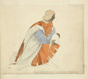 Kneeling man in tunic holding a jug