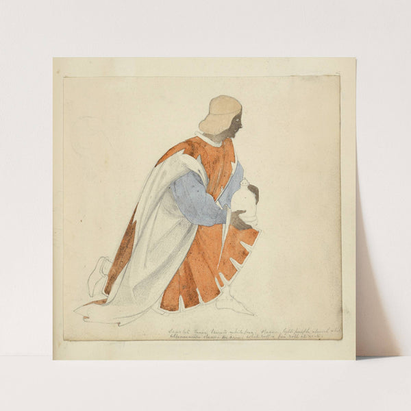 Kneeling man in tunic holding a jug (1840) by Stewart Watson