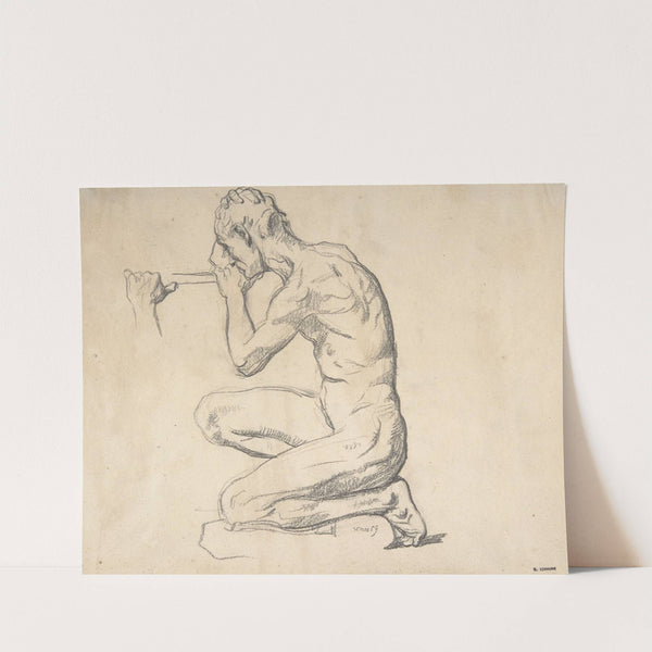 Kneeling Nude Male Figure, Facing Left by Henri Lehmann