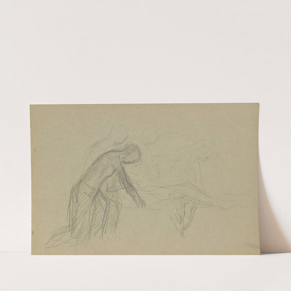 Kneeling woman; sketches of human figures by Signe Scheel