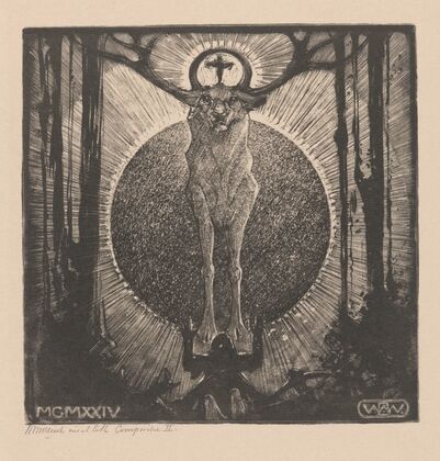 Knielend figuur voor de verschijning van een hert (1924)