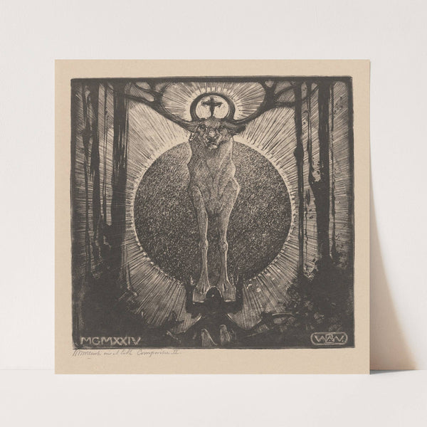 Knielend figuur voor de verschijning van een hert (1924) by Bernard Willem Wierink