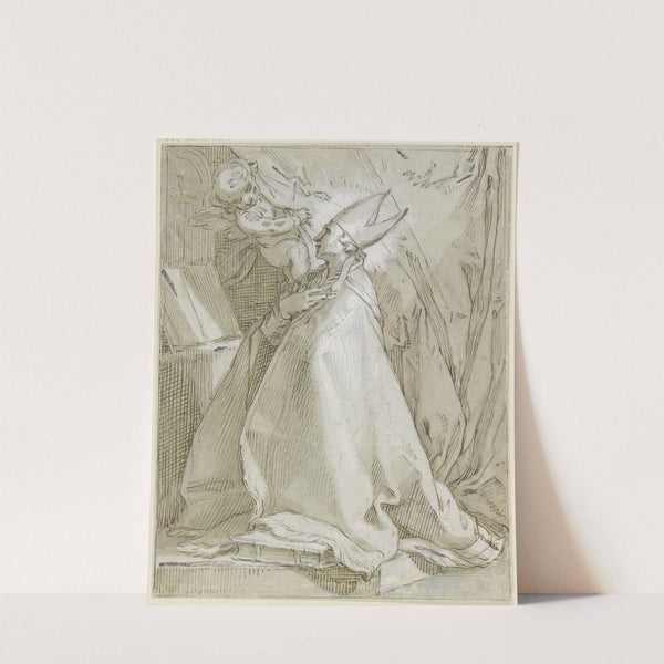 Kniender Bischof vor einem Altar by Abraham Bloemaert