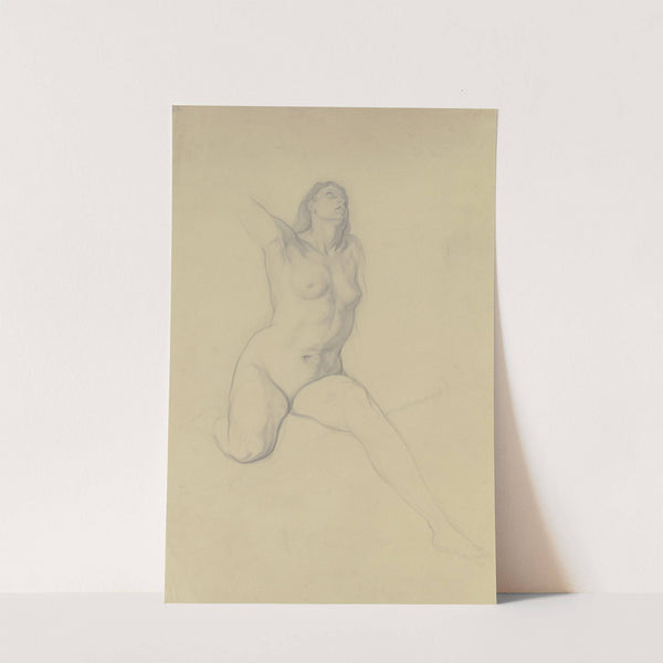 Kniender weiblicher Akt in Vorderansicht, den Blick erhoben by Victor Müller