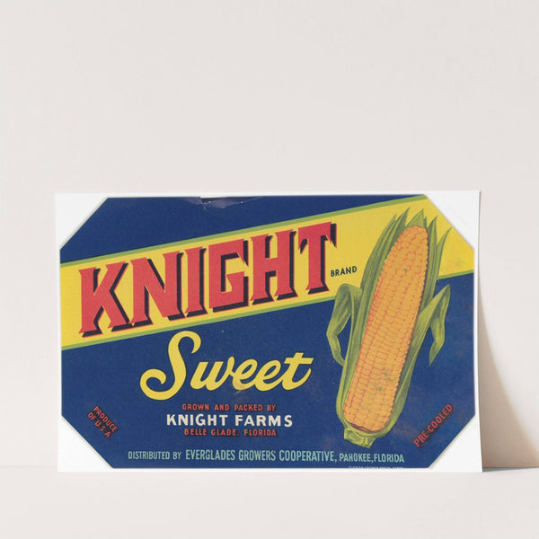 Knight Brand Sweet Corn Label (1930-1950)
