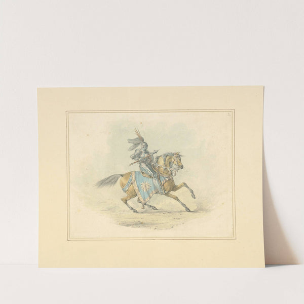 Knight in armor with mace, mounted on horse (1820-1830) by Henry Thomas Alken