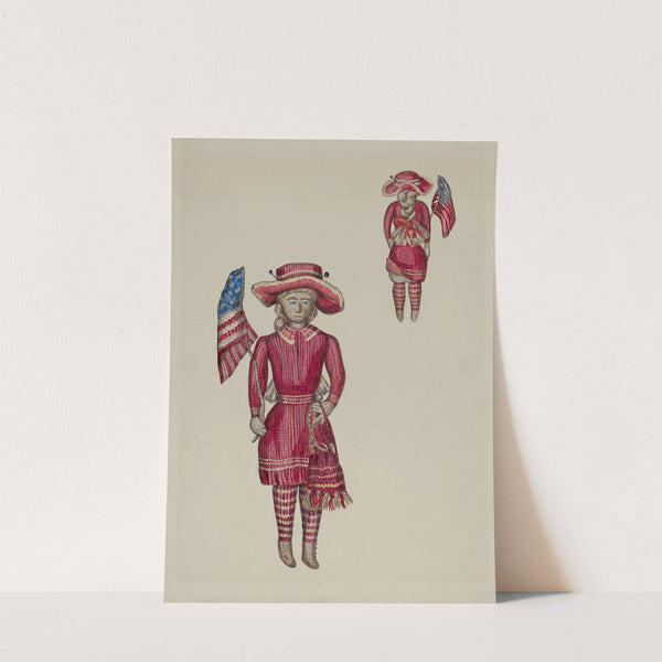 Knitted Doll with Flag by Verna Tallman
