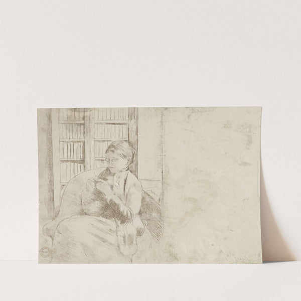 Knitting in the Library (verso) (c. 1881) by Mary Cassatt