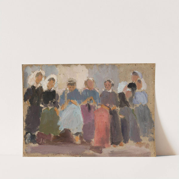 Knitting women – sketch by Tadeusz Makowski