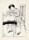 Knutselende jongen aan een tafel