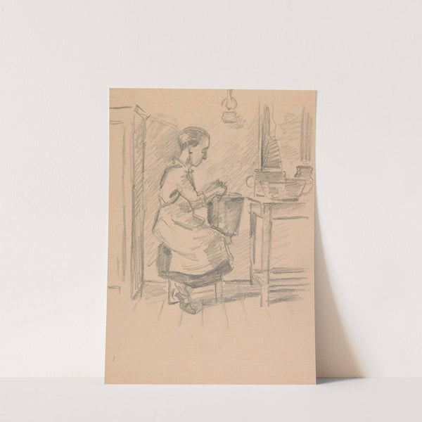 kobieta obierająca ziemniaki by Ivan Ivanec