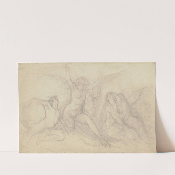 Komposition von vier knienden Figuren, die mittlere mit Flügeln by Victor Müller