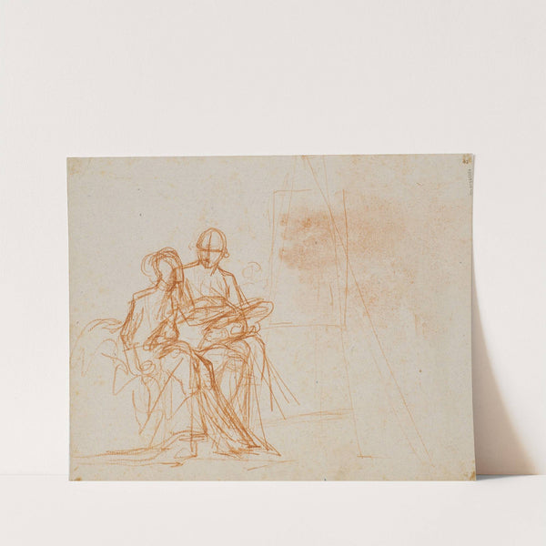 Kompositionsudkast til portrættet af kunstneren og hans hustru Rosine født Dørschel (1791) by Jens Juel