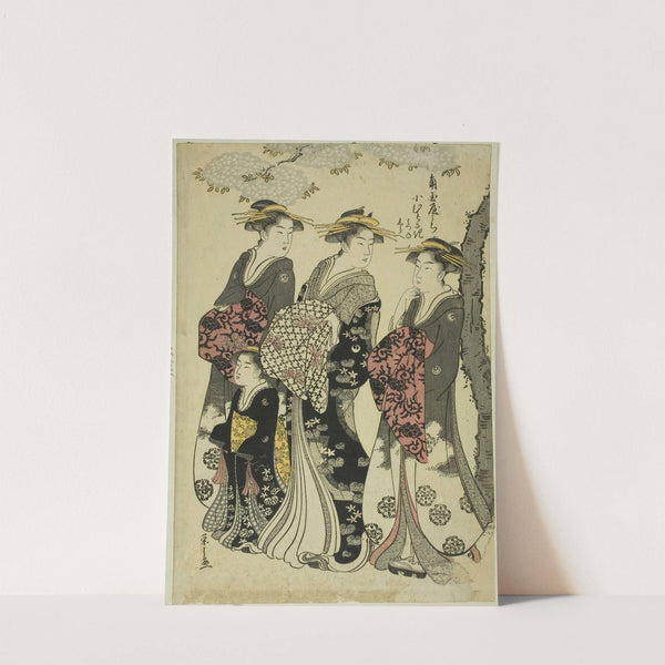 Komurasaki of the Kadotamaya with Attendants Hatsune and Shirabe (1791) by Chōbunsai Eishi