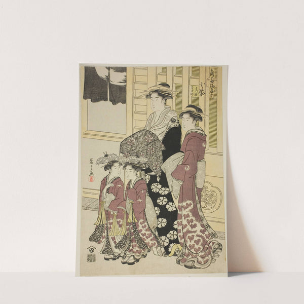 Komurasaki of the Kadotamaya with Attendants Hatsune and Utano (1790) by Chōbunsai Eishi