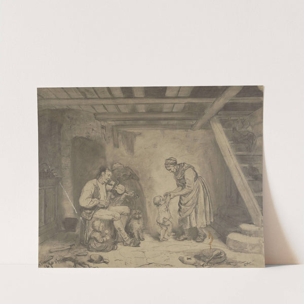 Kone danser med barn til felemusikk (1847) by Adolph Tidemand