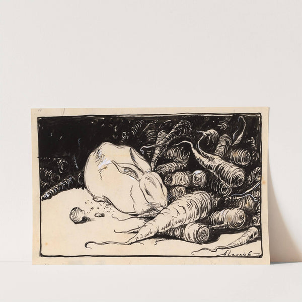 Konijn knagend aan een wortel by Anny Leusink