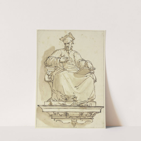 Konsolstatue eines sitzenden Kardinals by Luca Cambiaso